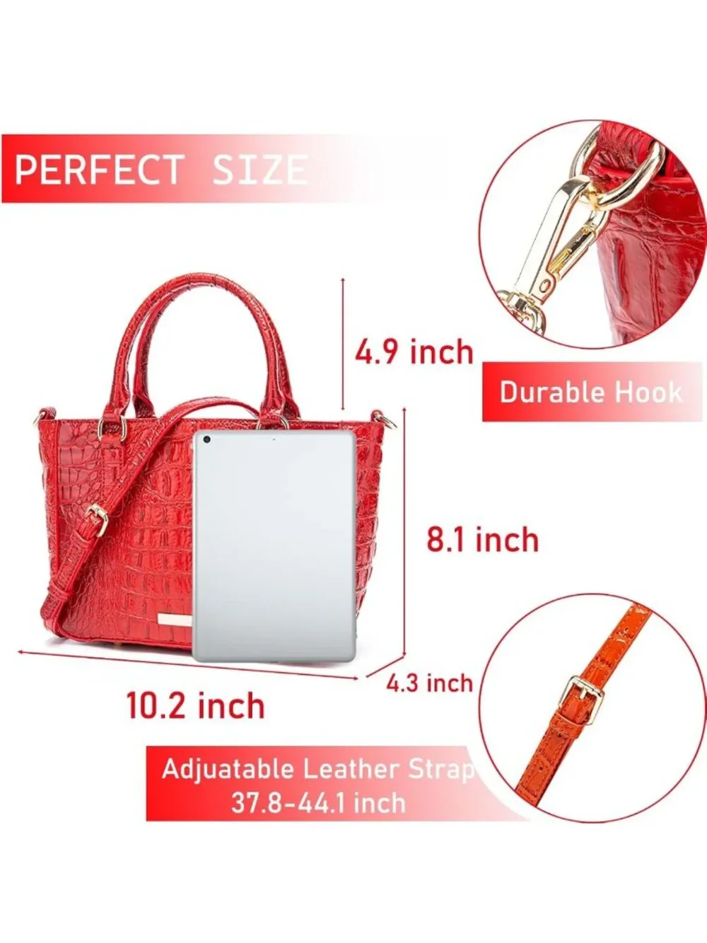 Elegant Crocodile Embossed Leather Tote Bag for Women - Zipper Satchel